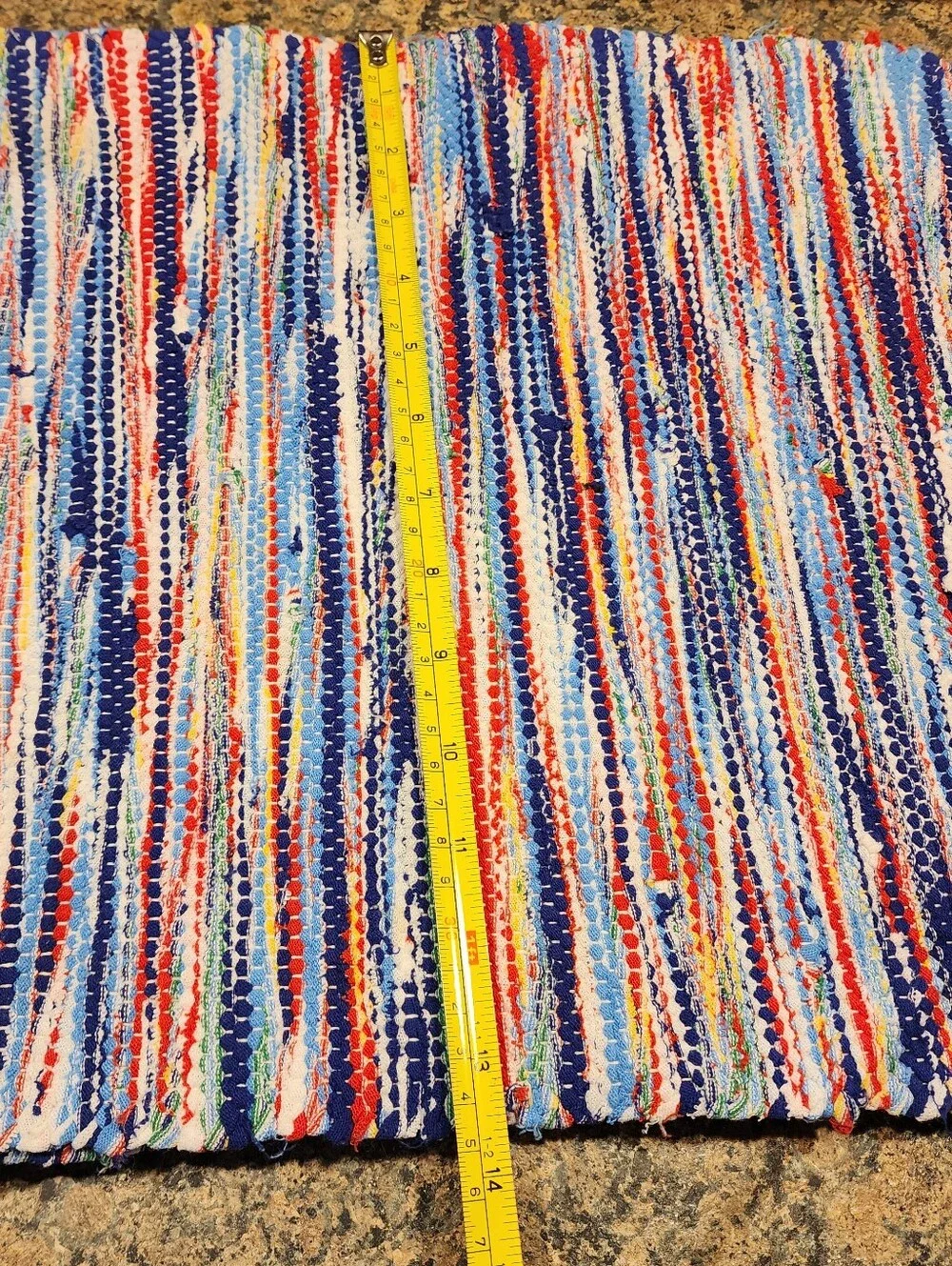 Vintage Rag Striped Placemats in Blue, Red, and White, Set Of 5